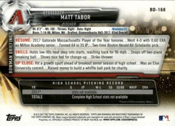 2017 Bowman Draft - Blue #BD-168 Matt Tabor Back