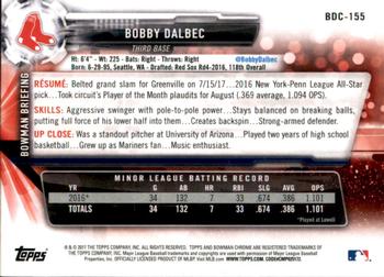 2017 Bowman Draft - Chrome #BDC-155 Bobby Dalbec Back