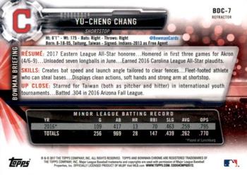 2017 Bowman Draft - Chrome Refractor #BDC-7 Yu-Cheng Chang Back