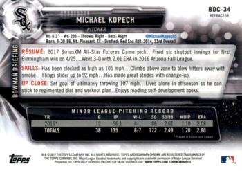 2017 Bowman Draft - Chrome Refractor #BDC-34 Michael Kopech Back