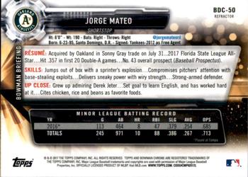 2017 Bowman Draft - Chrome Refractor #BDC-50 Jorge Mateo Back