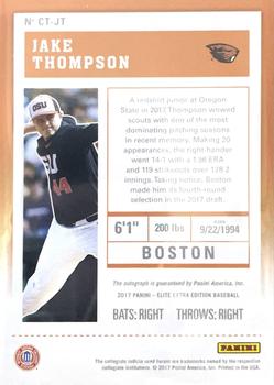 2017 Panini Elite Extra Edition - College Tickets Playoff Ticket Autographs #CT-JT Jake Thompson Back