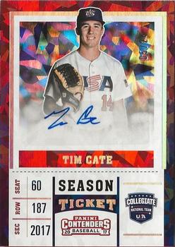 2017 Panini Elite Extra Edition - USA Baseball Tickets Cracked Ice #USAT-TC Tim Cate Front