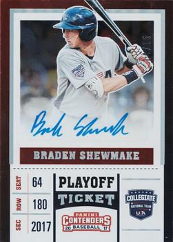 2017 Panini Elite Extra Edition - USA Baseball Tickets Playoff #USAT-BS Braden Shewmake Front