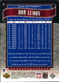 2003 SP Legendary Cuts #14 Bob Lemon Back