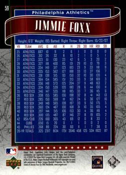 2003 SP Legendary Cuts #59 Jimmie Foxx Back