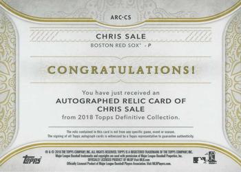 2018 Topps Definitive Collection #ARC-CS Chris Sale Back