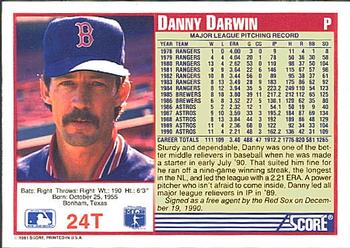 1991 Score Rookie & Traded #24T Danny Darwin Back