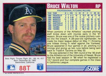 1991 Score Rookie & Traded #88T Bruce Walton Back