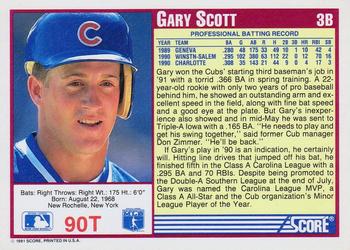 1991 Score Rookie & Traded #90T Gary Scott Back