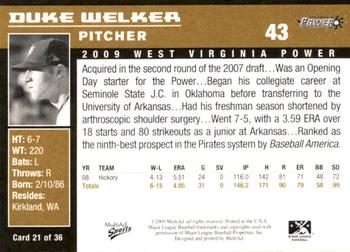 2009 MultiAd West Virginia Power #21 Duke Welker Back