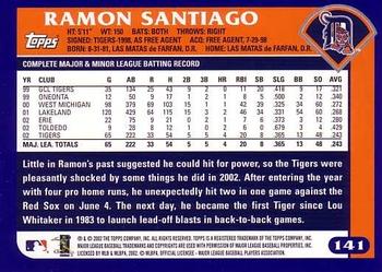 2003 Topps #141 Ramon Santiago Back