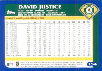 2003 Topps #154 David Justice Back