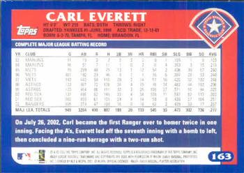 2003 Topps #163 Carl Everett Back