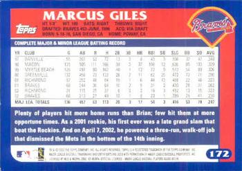 2003 Topps #172 Marcus Giles Back