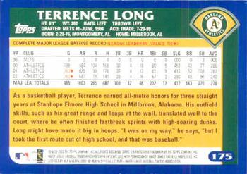 2003 Topps #175 Terrence Long Back