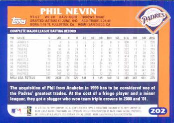 2003 Topps #202 Phil Nevin Back