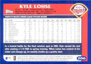 2003 Topps #206 Kyle Lohse Back