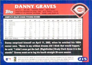 2003 Topps #215 Danny Graves Back