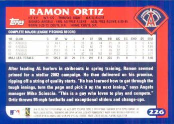2003 Topps #226 Ramon Ortiz Back