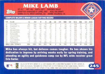 2003 Topps #245 Mike Lamb Back