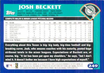 2003 Topps #249 Josh Beckett Back
