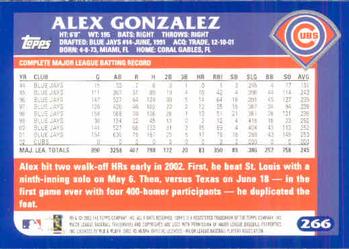 2003 Topps #266 Alex Gonzalez Back