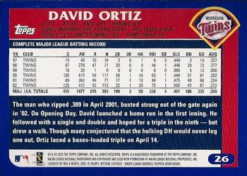 2003 Topps #26 David Ortiz Back