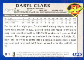 2003 Topps #298 Daryl Clark Back