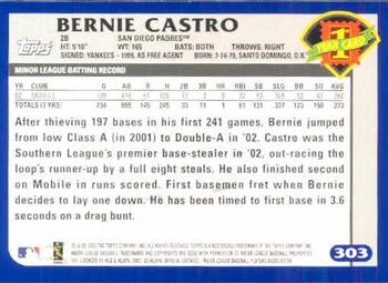 2003 Topps #303 Bernie Castro Back