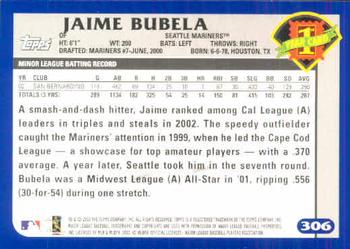 2003 Topps #306 Jaime Bubela Back
