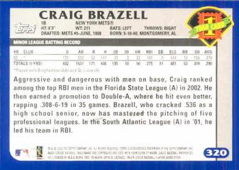 2003 Topps #320 Craig Brazell Back