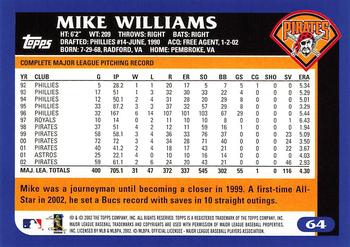 2003 Topps #64 Mike Williams Back