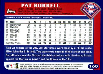 2003 Topps #160 Pat Burrell Back