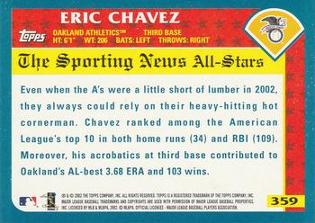 2003 Topps #359 Eric Chavez Back