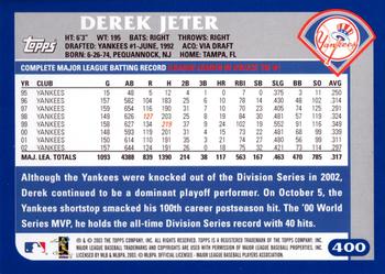2003 Topps #400 Derek Jeter Back