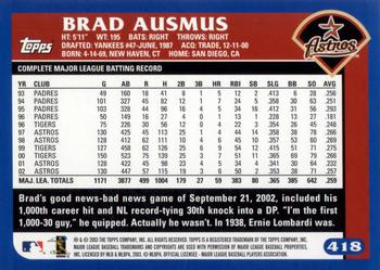 2003 Topps #418 Brad Ausmus Back