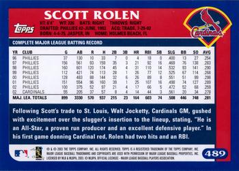 2003 Topps #489 Scott Rolen Back