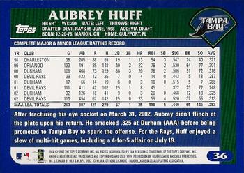 2003 Topps #36 Aubrey Huff Back