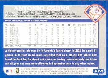 2003 Topps #374 Antonio Osuna Back
