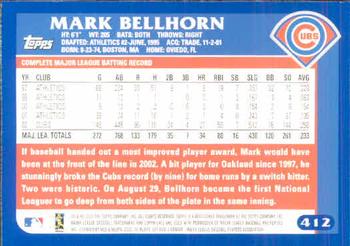 2003 Topps #412 Mark Bellhorn Back