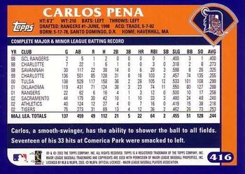 2003 Topps #416 Carlos Pena Back