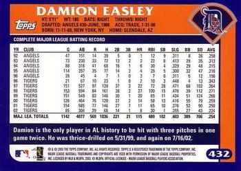 2003 Topps #432 Damion Easley Back