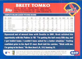 2003 Topps #469 Brett Tomko Back