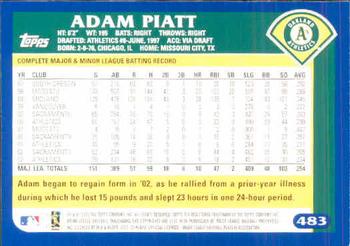 2003 Topps #483 Adam Piatt Back
