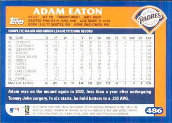2003 Topps #486 Adam Eaton Back