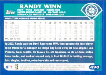 2003 Topps #490 Randy Winn Back