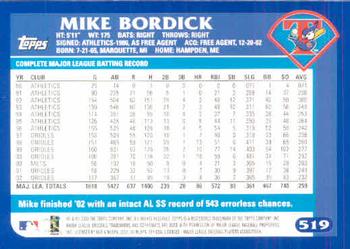 2003 Topps #519 Mike Bordick Back
