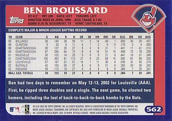 2003 Topps #562 Ben Broussard Back