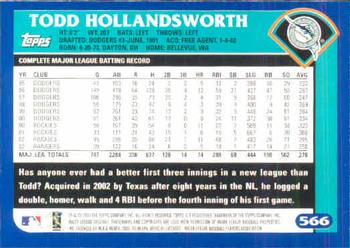 2003 Topps #566 Todd Hollandsworth Back